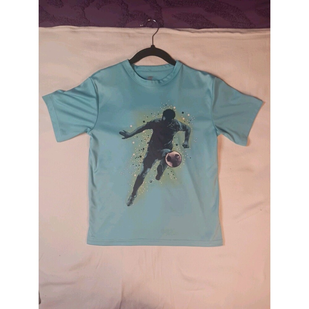 Place Sport Boys T Shirt Blue Soccer Graphic Youth Size M 7/8 Tee